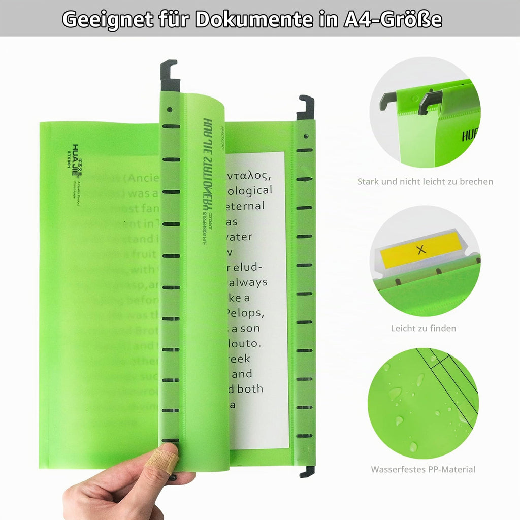 25 Stück A4 Hängemappen, Polypropylen Hängeregister Mappen
