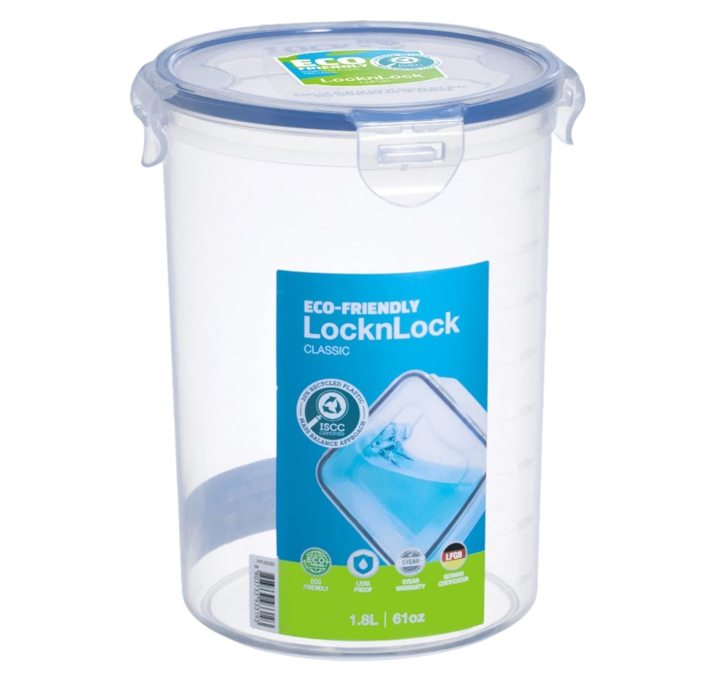 LocknLock PP Classic Frischhaltedose Rund, 1,8 L, Ø 14,2 x 18,6 cm, Gefrier-& Kühlschrank Organizer, Spülmaschinen-& Mikrowellengeeignet