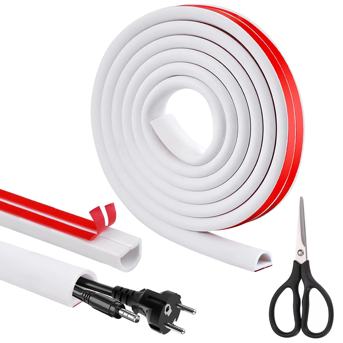 3 Meter Kabelkanal Selbstklebend,Flexibler Kabelschlauch Weiß Halbrund