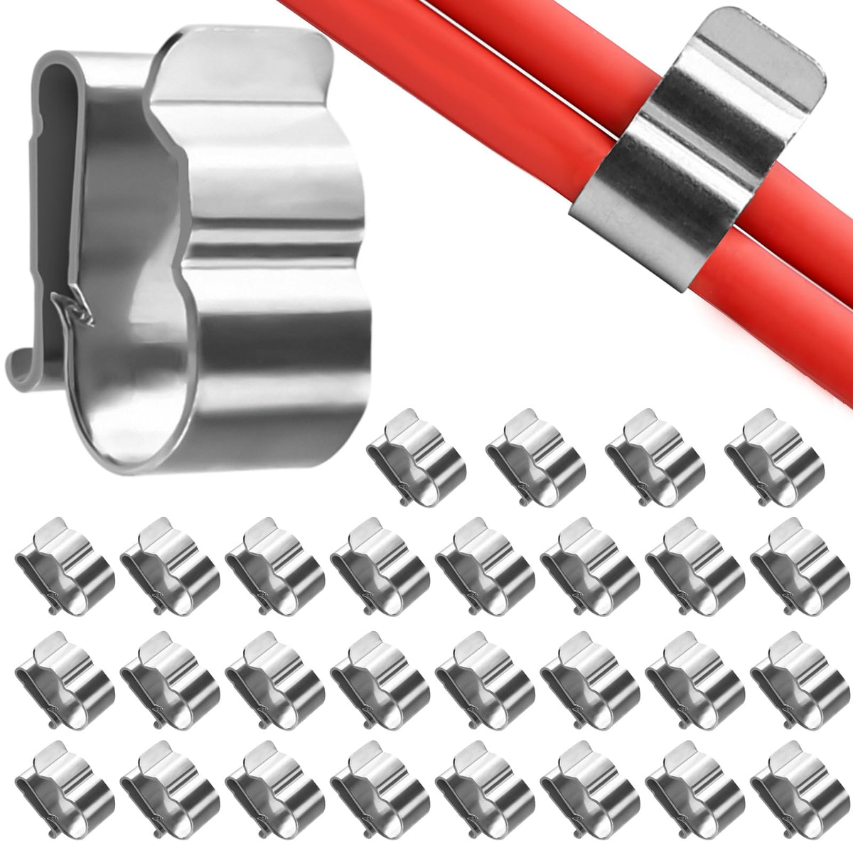 50 Stück Solarmodul Kabelclips, Solar PV Edelstahl Kabelklemmen, Anhänger Drahtclips Anhängerrahmen Drahtklemmen Solarmodul Fixierung, für Laptop Ethernet Kabel Büro(2 * 2) (A 2)