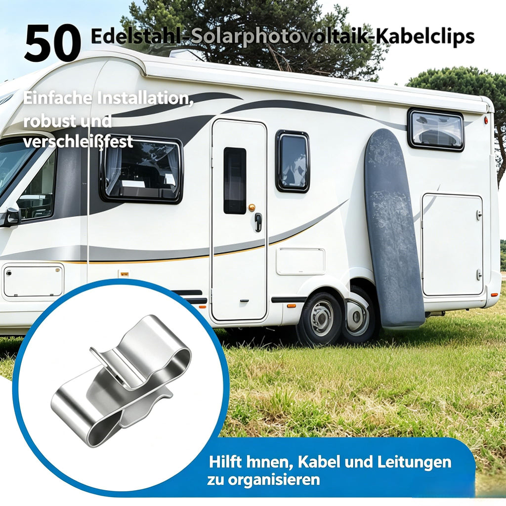 50 Stück Solarmodul Kabelclips, Solar PV Edelstahl Kabelklemmen, Anhänger Drahtclips Anhängerrahmen Drahtklemmen Solarmodul Fixierung, für Laptop Ethernet Kabel Büro(2 * 2) (A 2)