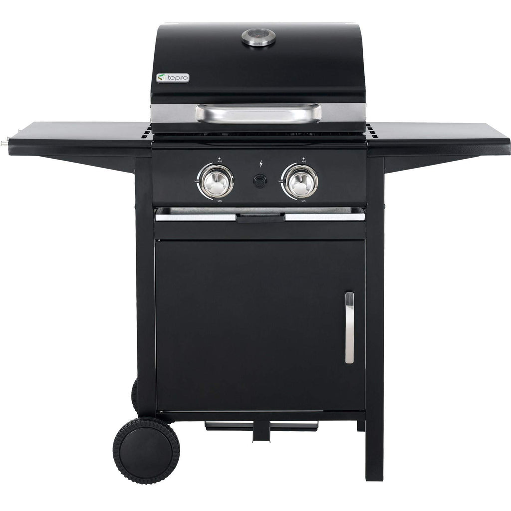 tepro Gasgrill Mayfield 2 mit 2 hochwertigen, leistungsstarken Edelstahlbrennern, verchromten Grillrosten (Rost-in-Rost-System), großer Warmhaltefläche, integriertem Thermometer im Deckel und praktisc