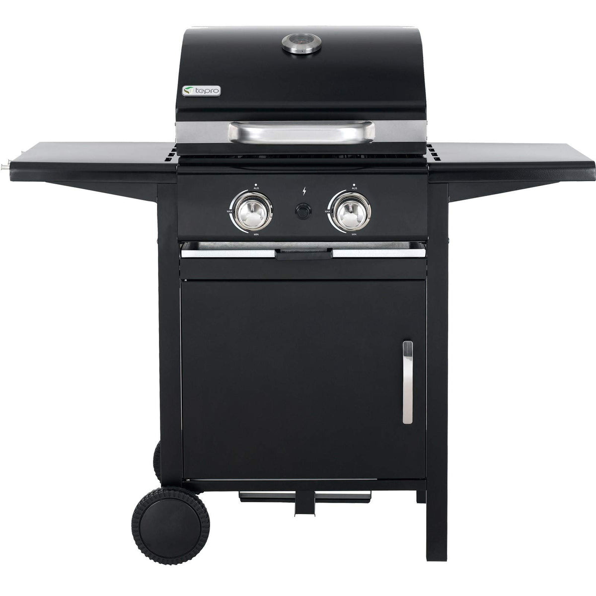 tepro Gasgrill Mayfield 2 mit 2 hochwertigen, leistungsstarken Edelstahlbrennern, verchromten Grillrosten (Rost-in-Rost-System), großer Warmhaltefläche, integriertem Thermometer im Deckel und praktisc