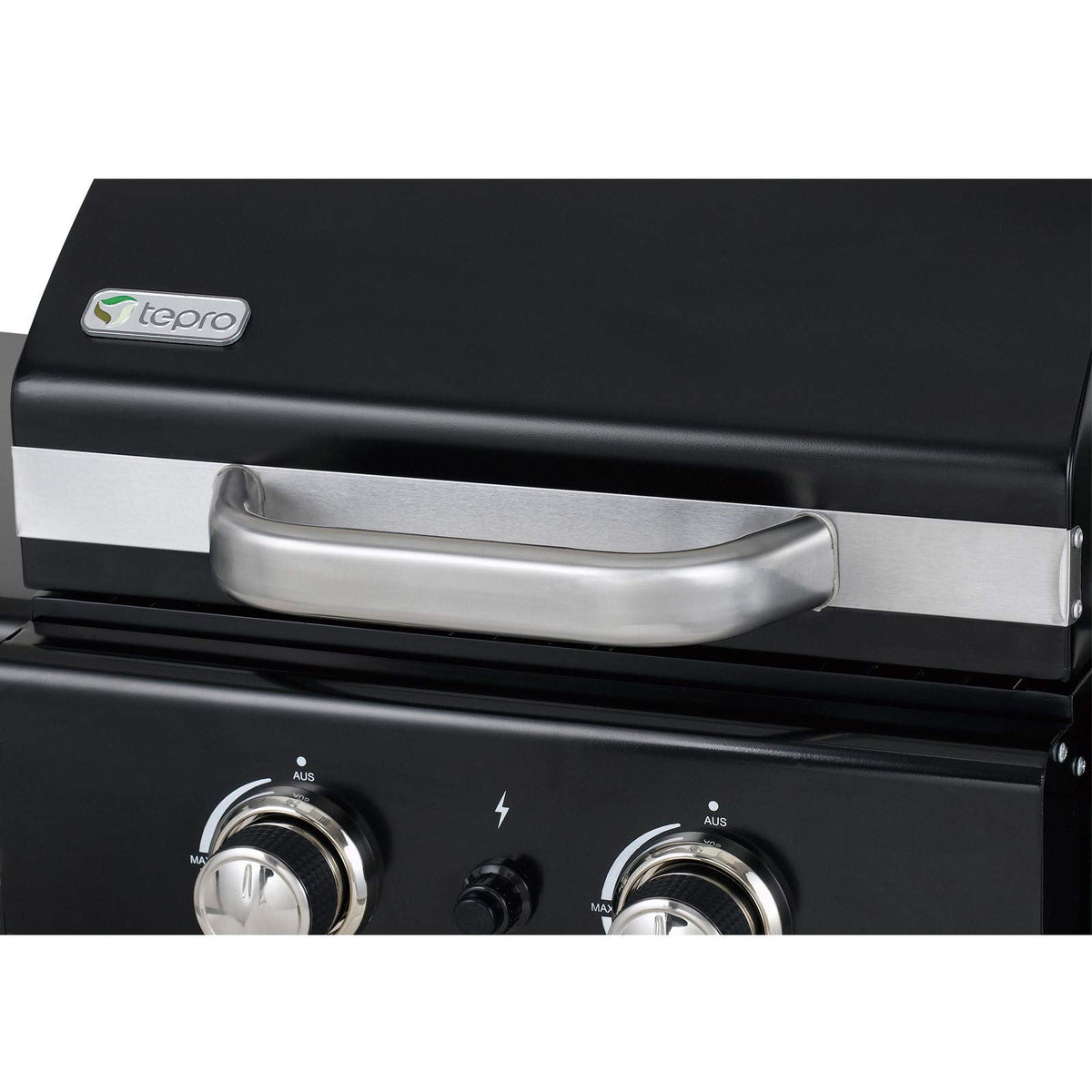 tepro Gasgrill Mayfield 2 mit 2 hochwertigen, leistungsstarken Edelstahlbrennern, verchromten Grillrosten (Rost-in-Rost-System), großer Warmhaltefläche, integriertem Thermometer im Deckel und praktisc