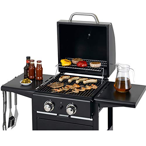 tepro Gasgrill Mayfield 2 mit 2 hochwertigen, leistungsstarken Edelstahlbrennern, verchromten Grillrosten (Rost-in-Rost-System), großer Warmhaltefläche, integriertem Thermometer im Deckel und praktisc
