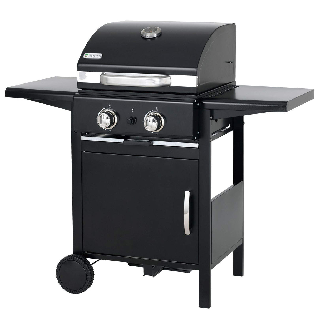 tepro Gasgrill Mayfield 2 mit 2 hochwertigen, leistungsstarken Edelstahlbrennern, verchromten Grillrosten (Rost-in-Rost-System), großer Warmhaltefläche, integriertem Thermometer im Deckel und praktisc