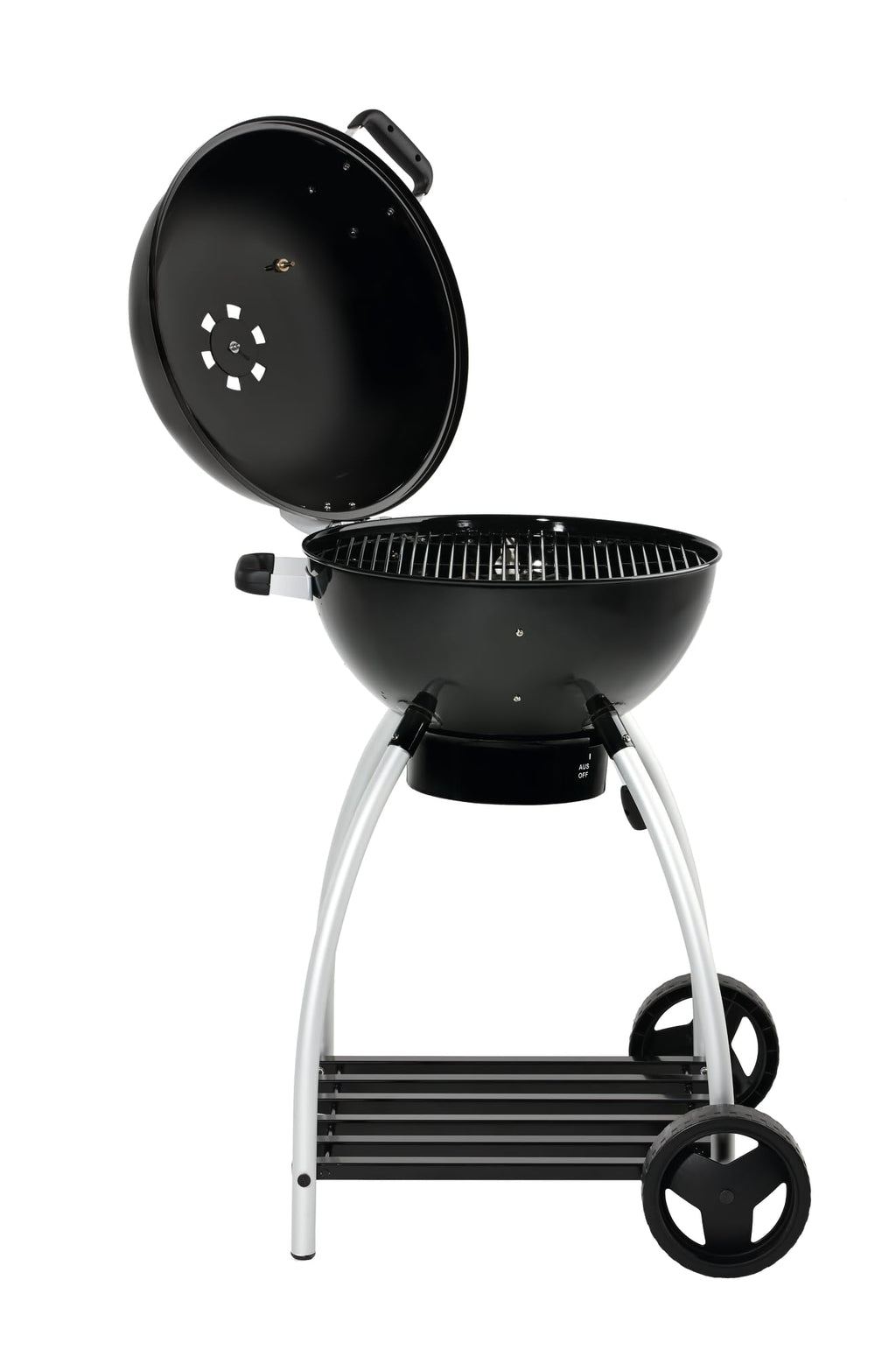 RÖSLE Holzkohle-Kugelgrill No.1 Sport F50, Hochwertiger Kohlegrill mit einstellbarer Luftzufuhr, Deckelscharnier, Deckelthermometer, stabiler Ablage, extra großer Grillfläche und Grillraum