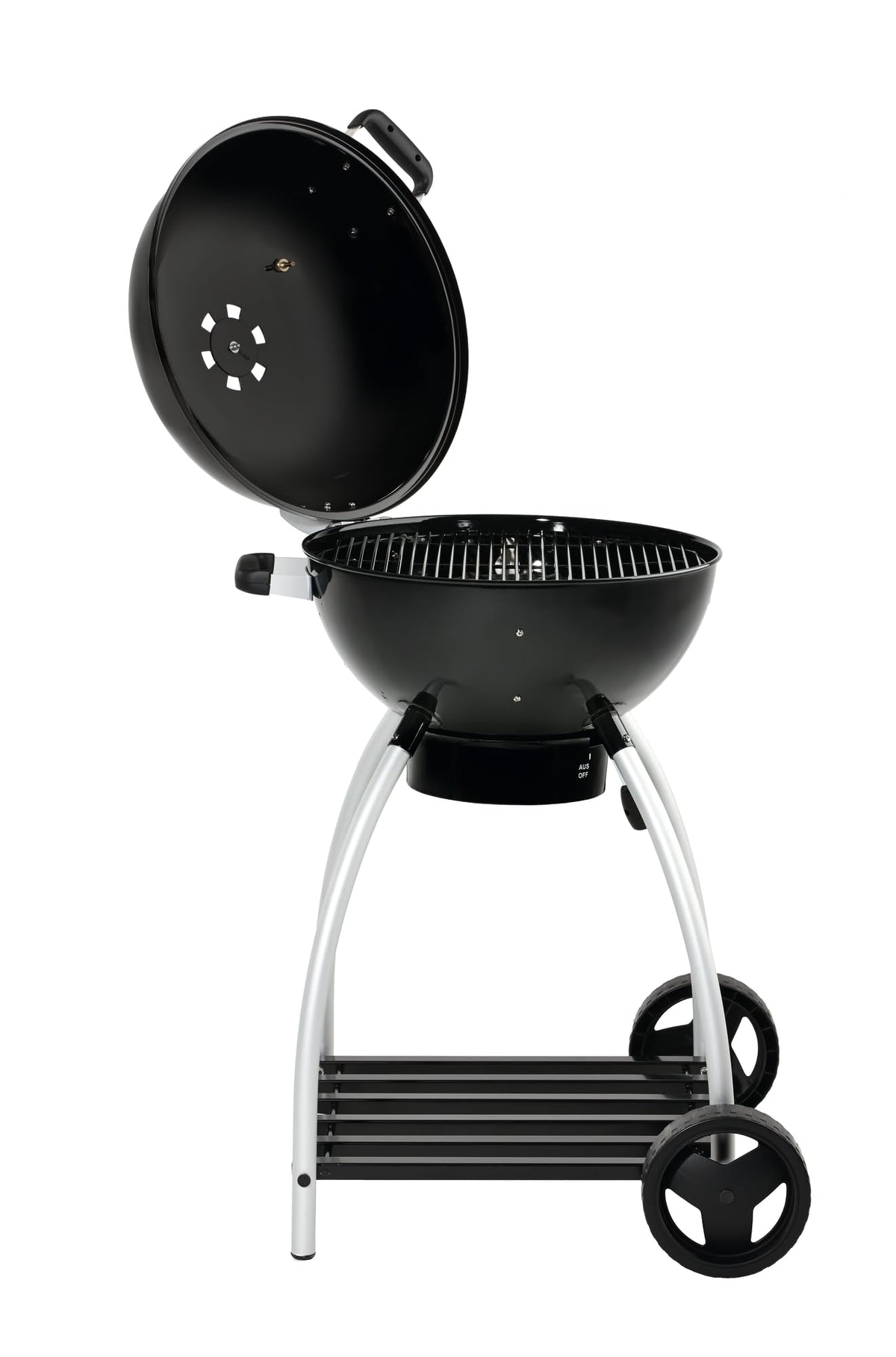 RÖSLE Holzkohle-Kugelgrill No.1 Sport F50, Hochwertiger Kohlegrill mit einstellbarer Luftzufuhr, Deckelscharnier, Deckelthermometer, stabiler Ablage, extra großer Grillfläche und Grillraum