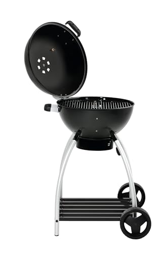 RÖSLE Holzkohle-Kugelgrill No.1 Sport F50, Hochwertiger Kohlegrill mit einstellbarer Luftzufuhr, Deckelscharnier, Deckelthermometer, stabiler Ablage, extra großer Grillfläche und Grillraum