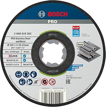 Bosch PRO and Metal X-Lock Cutting Disc, 125 x 1 x 22.23 mm, gerade, 10pcs