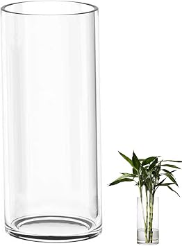 TSKDKIT Glas Blumenvase Modern Zylinder Vase, Handgemacht Kristall Vasen 40cm Hoch, Kerzenhalter Glas Blumenblume Pflanzenbehälter für Home Office Dekor, Tischdeko, Geburtstagsgeschenk