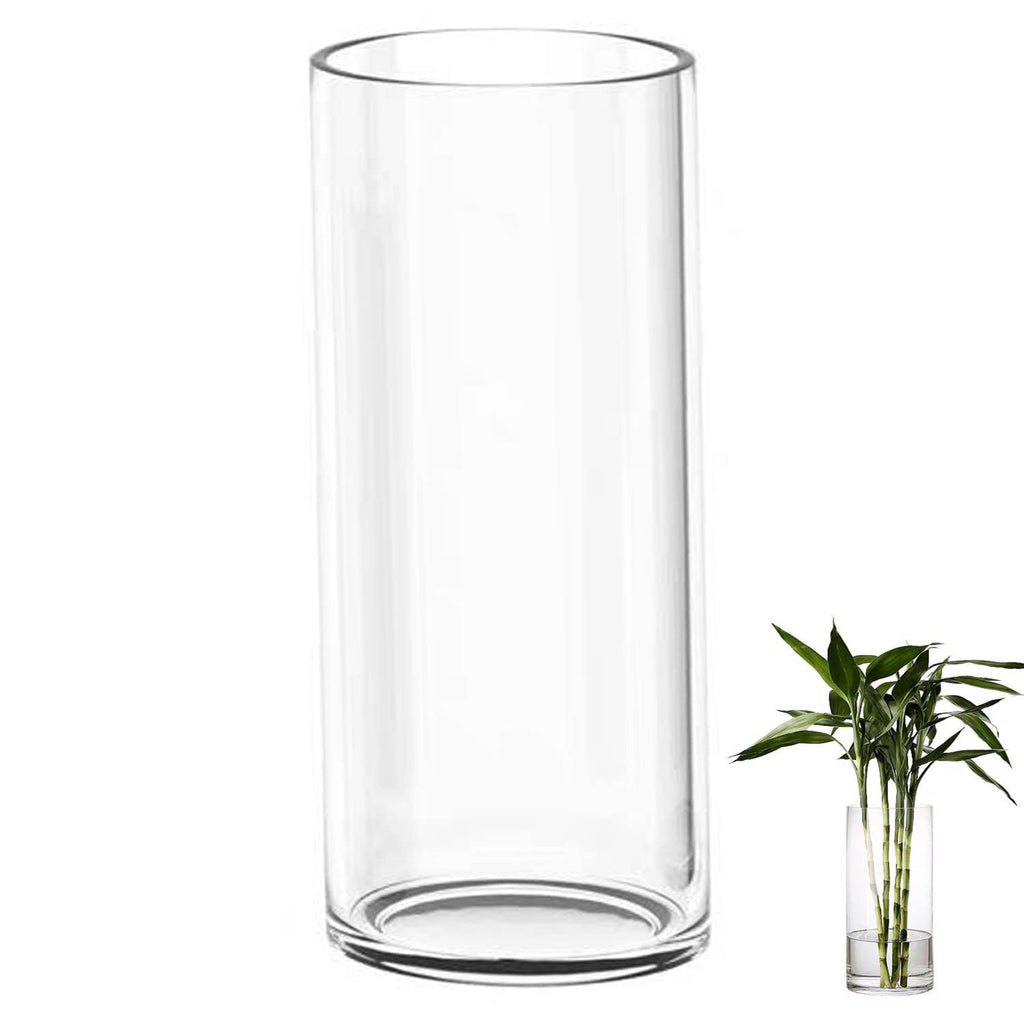 TSKDKIT Glas Blumenvase Modern Zylinder Vase, Handgemacht Kristall Vasen 40cm Hoch, Kerzenhalter Glas Blumenblume Pflanzenbehälter für Home Office Dekor, Tischdeko, Geburtstagsgeschenk