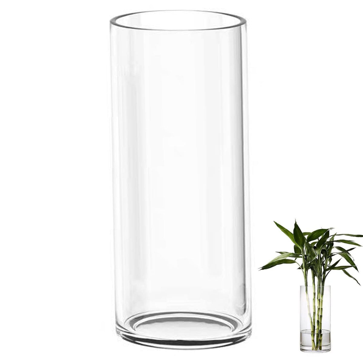 TSKDKIT Glas Blumenvase Modern Zylinder Vase, Handgemacht Kristall Vasen 40cm Hoch, Kerzenhalter Glas Blumenblume Pflanzenbehälter für Home Office Dekor, Tischdeko, Geburtstagsgeschenk