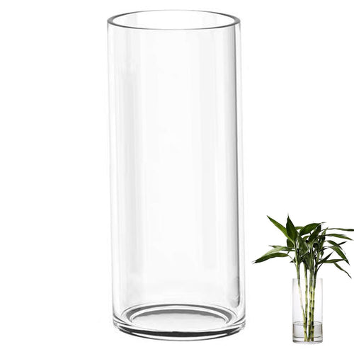 TSKDKIT Glas Blumenvase Modern Zylinder Vase, Handgemacht Kristall Vasen 40cm Hoch, Kerzenhalter Glas Blumenblume Pflanzenbehälter für Home Office Dekor, Tischdeko, Geburtstagsgeschenk