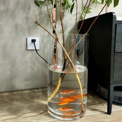 TSKDKIT Glas Blumenvase Modern Zylinder Vase, Handgemacht Kristall Vasen 40cm Hoch, Kerzenhalter Glas Blumenblume Pflanzenbehälter für Home Office Dekor, Tischdeko, Geburtstagsgeschenk