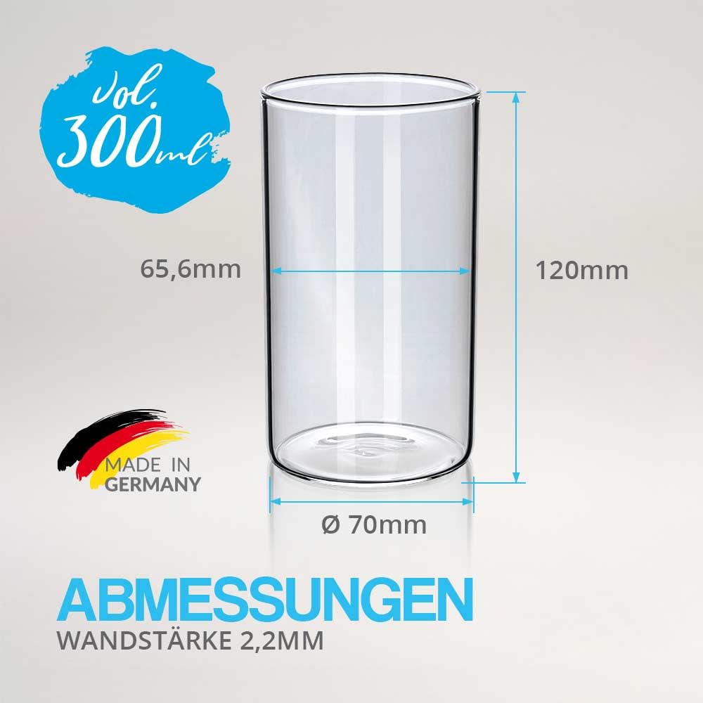Tuuters 2 Stück Windlicht Glas mit Boden (120 x Ø 70 mm) Glaszylinder klar