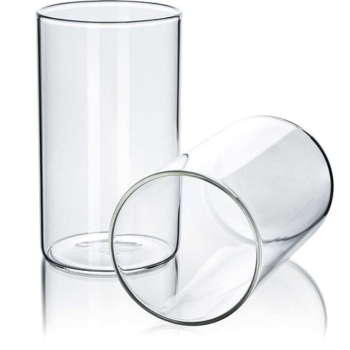 Tuuters 2 Stück Windlicht Glas mit Boden (120 x Ø 70 mm) Glaszylinder klar