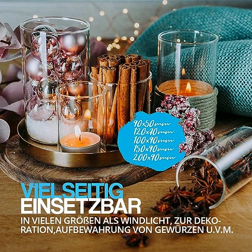 Tuuters 2 Stück Windlicht Glas mit Boden (120 x Ø 70 mm) Glaszylinder klar