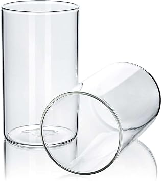Tuuters 2 Stück Windlicht Glas mit Boden (120 x Ø 70 mm) Glaszylinder klar