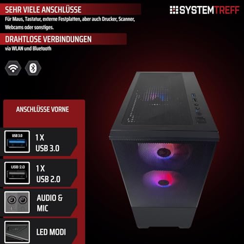 SYSTEMTREFF Basic Gaming PC - AMD Ryzen 5 PRO 5655G - 16GB RAM - 500GB M.2