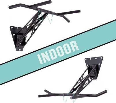 PULLUP & DIP Premium Klimmzugstange und Dip Stange, Mobil für Wand und Befestigung an Baum & Pfosten, für zu Hause + Outdoor im Garten, Hochwertige Qualität, Über 35 Übungen