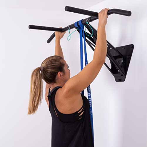 PULLUP & DIP Premium Klimmzugstange und Dip Stange, Mobil für Wand und Befestigung an Baum & Pfosten, für zu Hause + Outdoor im Garten, Hochwertige Qualität, Über 35 Übungen