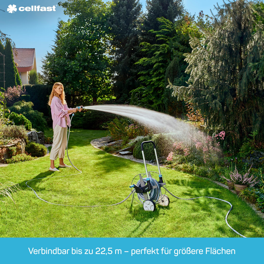 CELLFAST Gartenschlauch Sprüchschlauch Dreikanalbewässerungsschlauch Set Mit Verbindungsstücken Tropfschlauch Garn UV Beständig Perlschlauch Komplett Bewässerungssystem 1 2 Zoll 15 Meter Spring