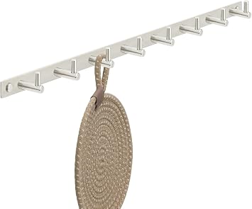 Stahlia Hakenleiste EDELSTAHL gebürstet Garderobenleiste 8x Haken (L: 615mm) Modell:JULIA Wandgarderobe mit 1/4/6/8/10 Kleiderhaken Garderobenhaken Wandhaken
