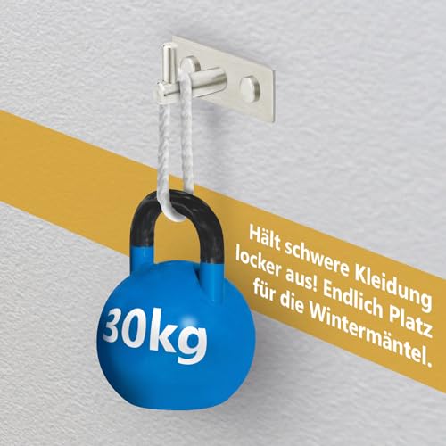 Stahlia Hakenleiste EDELSTAHL gebürstet Garderobenleiste 8x Haken (L: 615mm) Modell:JULIA Wandgarderobe mit 1/4/6/8/10 Kleiderhaken Garderobenhaken Wandhaken