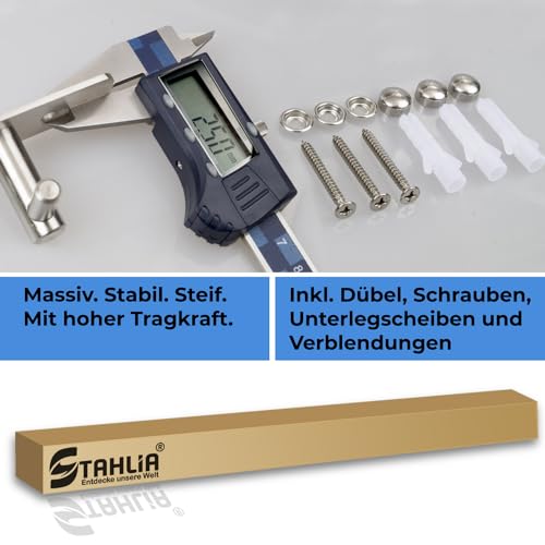 Stahlia Hakenleiste EDELSTAHL gebürstet Garderobenleiste 8x Haken (L: 615mm) Modell:JULIA Wandgarderobe mit 1/4/6/8/10 Kleiderhaken Garderobenhaken Wandhaken