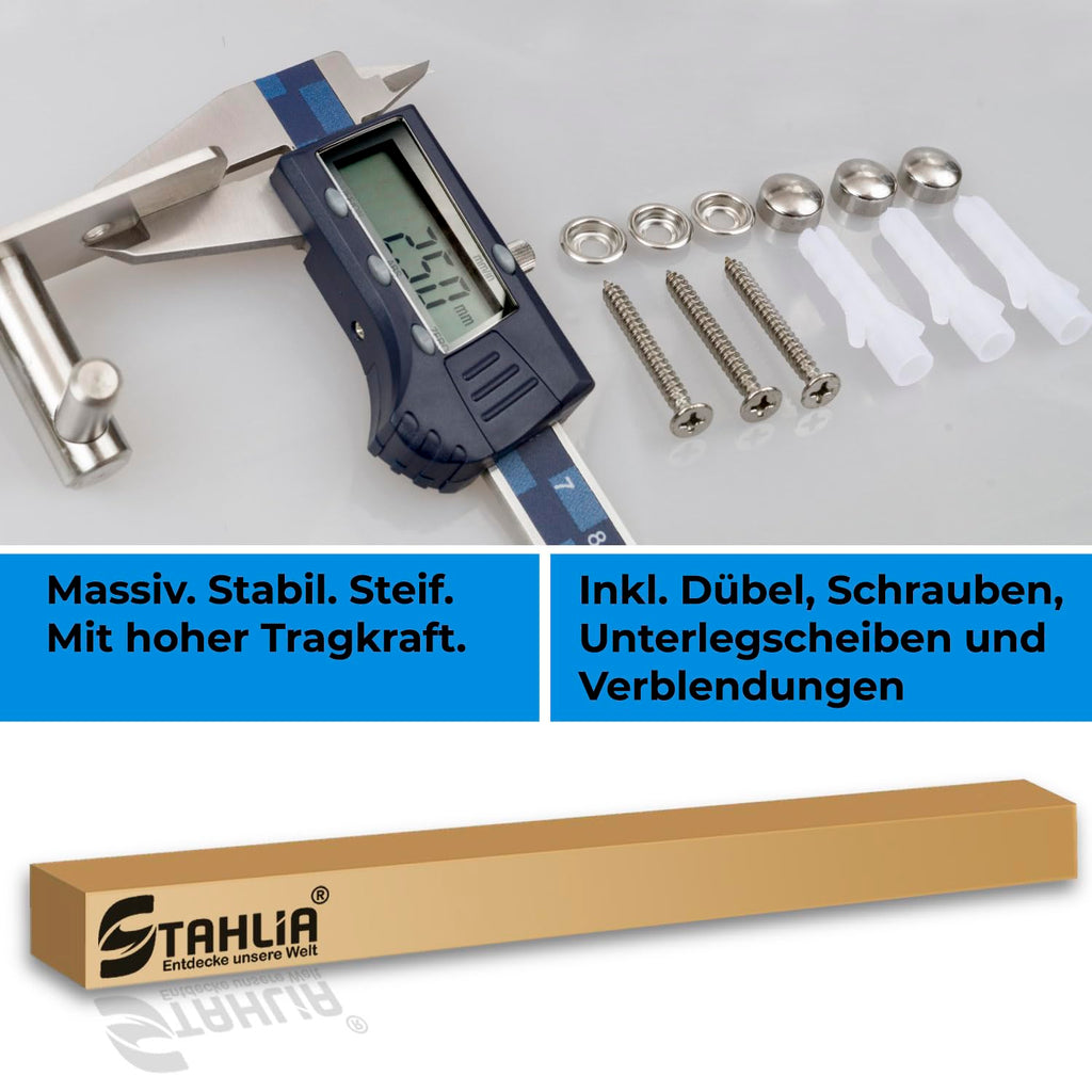 Stahlia Hakenleiste EDELSTAHL gebürstet Garderobenleiste 8x Haken (L: 615mm) Modell:JULIA Wandgarderobe mit 1/4/6/8/10 Kleiderhaken Garderobenhaken Wandhaken