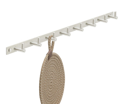 Stahlia Hakenleiste EDELSTAHL gebürstet Garderobenleiste 8x Haken (L: 615mm) Modell:JULIA Wandgarderobe mit 1/4/6/8/10 Kleiderhaken Garderobenhaken Wandhaken