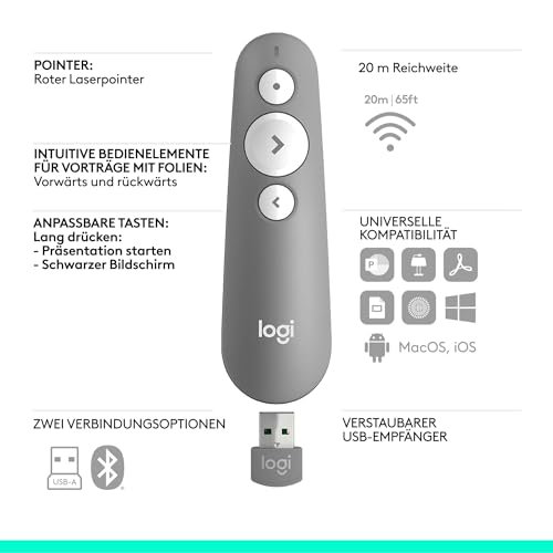 Logitech R500s Presenter mit Laser Klasse 1 für Bluetooth und USB