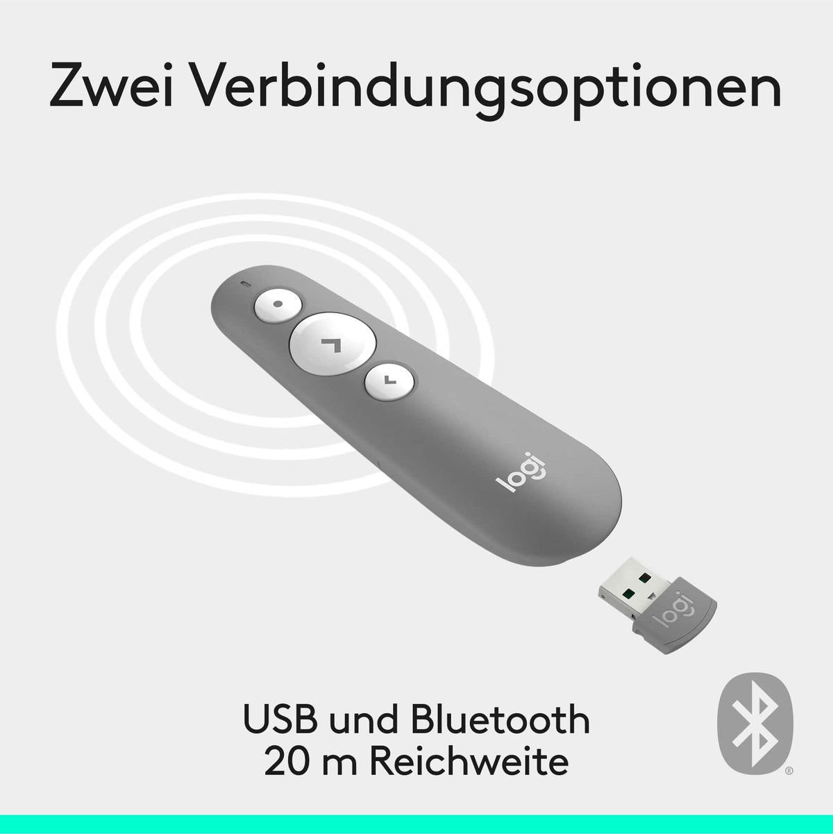 Logitech R500s Presenter mit Laser Klasse 1 für Bluetooth und USB