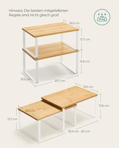 SONGMICS Gewürzregal, 2er Set Küchen-Organizer, erweiterbar, stapelbar