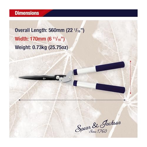 Spear & Jackson 8170RS Razorsharp Getriebe-Heckenschere – Einfaches Schneiden von Hecken & Sträuchern, 200 mm PTFE-beschichtete Kohlenstoffstahlklingen, Getriebeantrieb, Aluminiumgriffe mit Softgriff