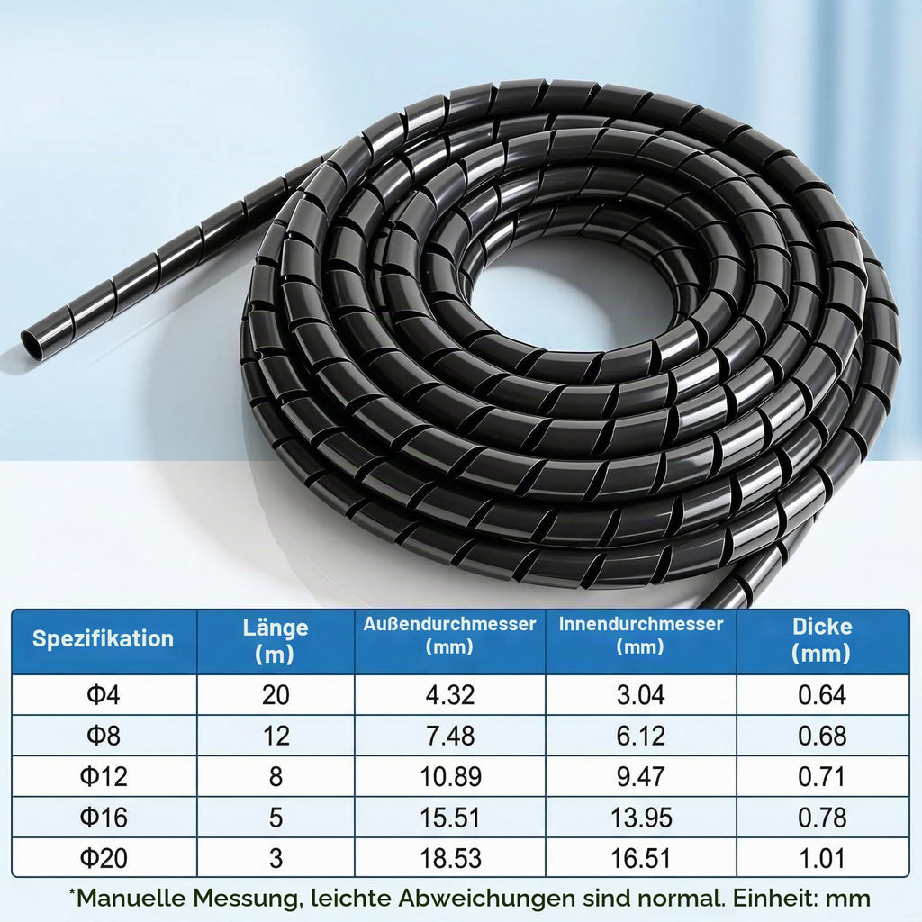 Kabelspirale 8mm x 12m Schwarz