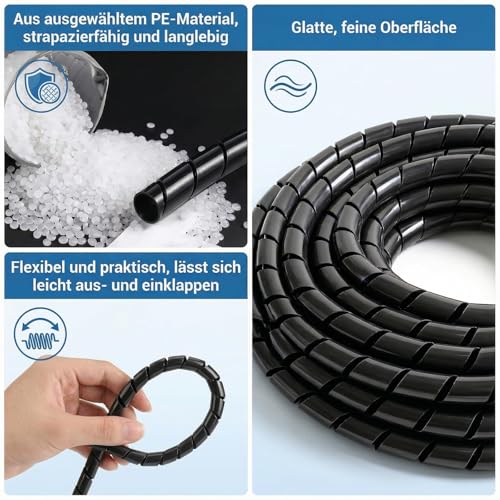 Kabelspirale 8mm x 12m Schwarz