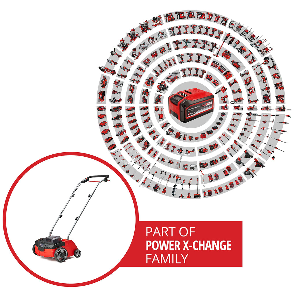 Einhell Akku-Vertikutierer-Lüfter GC-SC 36/31 Li-Solo Power X-Change (Lithium-Ionen, 36 V, 31 cm Arbeitsbreite, 3-in-1-Kombi, kugelgelagerte Messerwalze mit 8 Messern, ohne Akku und Ladegerät)