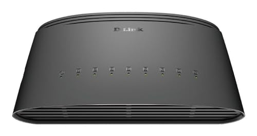 D-Link DGS-1008D 8-Port Gigabit Switch Desktop (10/100/1000 Mbit/s, bis zu 2000 Mbit/s pro Port im Full-Duplex-Modus, lüfterlos)