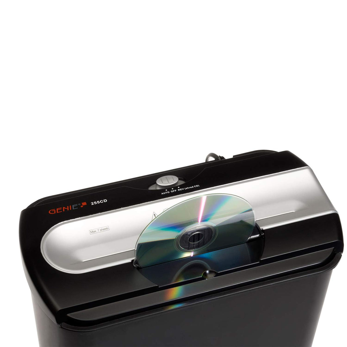 GENIE 255 CD Aktenvernichter, Silber/Schwarz, bis zu 7 Blatt