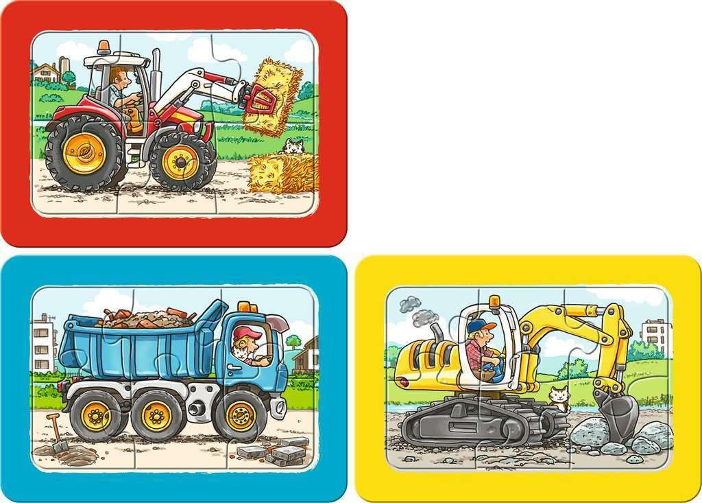 Ravensburger Puzzle Bagger, Traktor und Kipplader - 6 Teile Puzzle