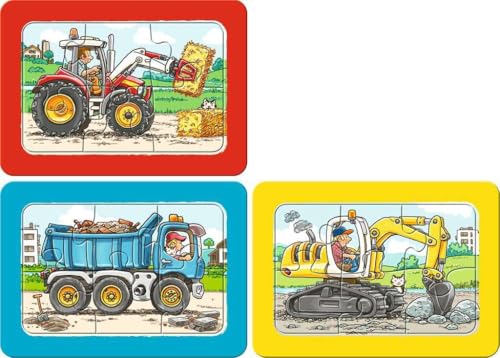 Ravensburger Puzzle Bagger, Traktor und Kipplader - 6 Teile Puzzle
