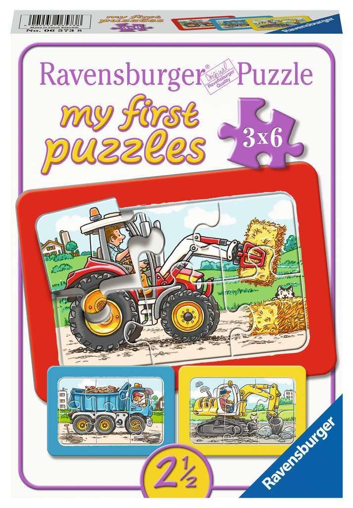 Ravensburger Puzzle Bagger, Traktor und Kipplader - 6 Teile Puzzle