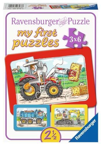 Ravensburger Puzzle Bagger, Traktor und Kipplader - 6 Teile Puzzle