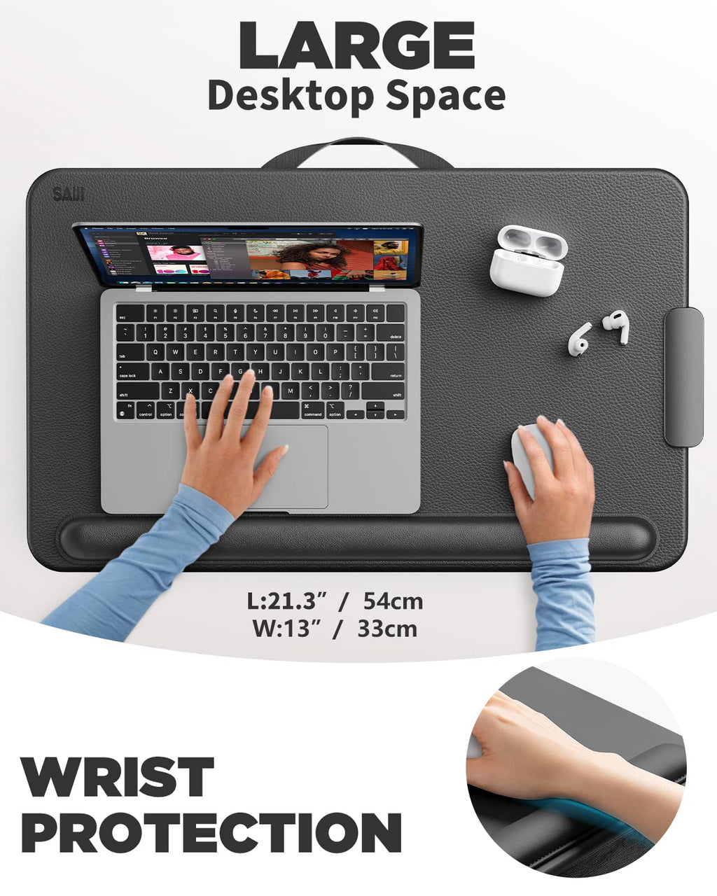 Saiji Laptopkissen für Schoß – Lapdesk verbesserter Handgelenkstütze