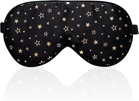 townssilk 100% Seiden-Schlafmaske mit verstellbaren Bändern, bequeme und super weiche Augenmaske ultimative Schlafhilfe, Augenbinde goldener Stern