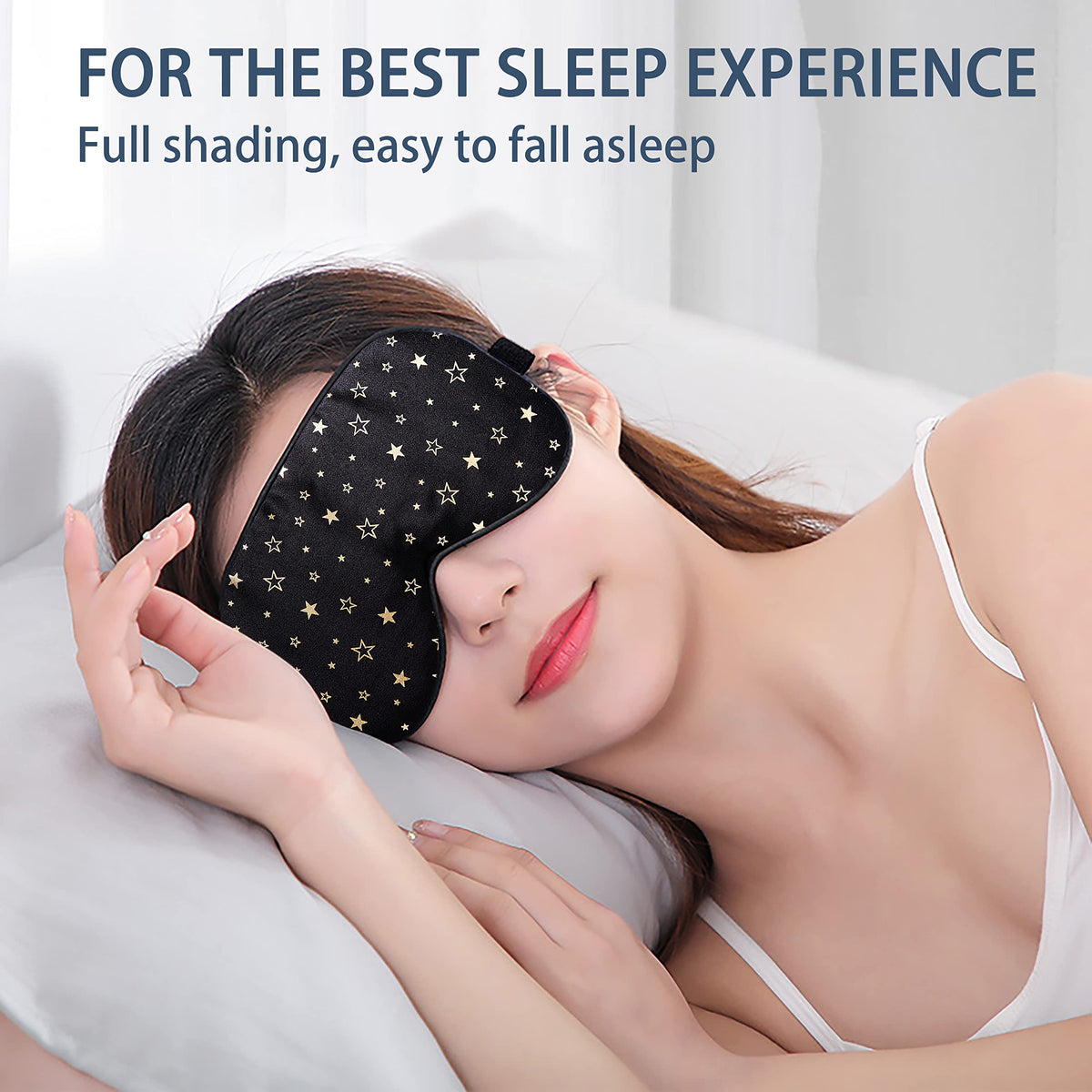townssilk 100% Seiden-Schlafmaske mit verstellbaren Bändern, bequeme und super weiche Augenmaske ultimative Schlafhilfe, Augenbinde goldener Stern