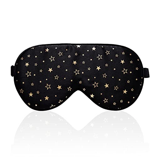 townssilk 100% Seiden-Schlafmaske mit verstellbaren Bändern, bequeme und super weiche Augenmaske ultimative Schlafhilfe, Augenbinde goldener Stern