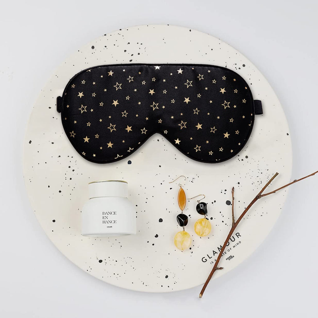 townssilk 100% Seiden-Schlafmaske mit verstellbaren Bändern, bequeme und super weiche Augenmaske ultimative Schlafhilfe, Augenbinde goldener Stern
